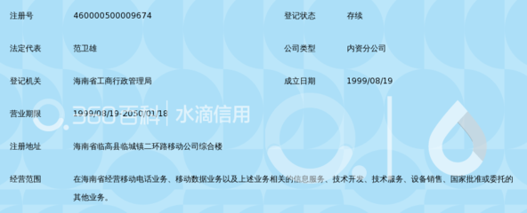 中国移动通信集团海南临高分公司